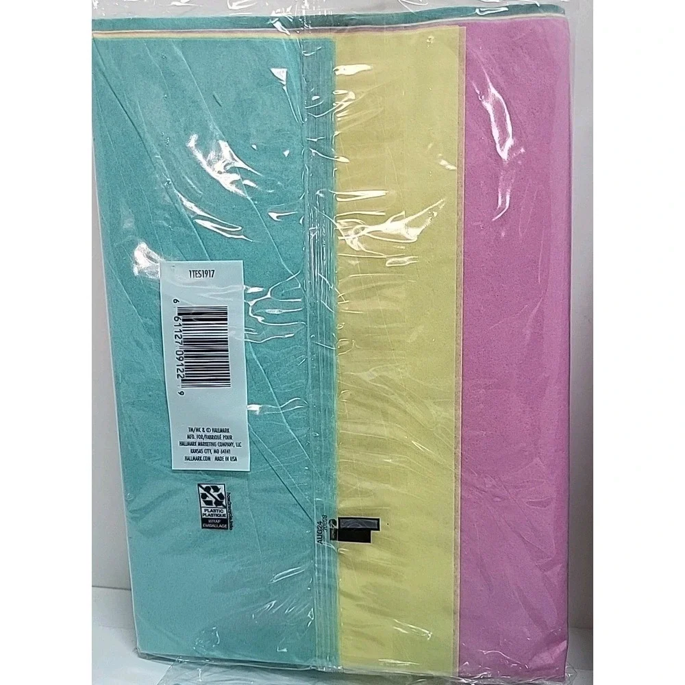 Lot of 4 Hallmark Tissue Paper Pink Green Yellow - 30 Sheets ea - 82.2 SQ Ft. ea